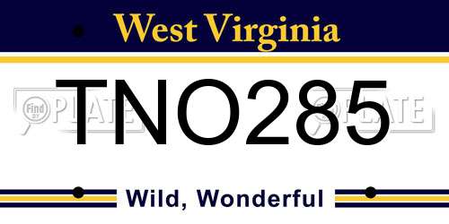 TNO285 West Virginia License Plate