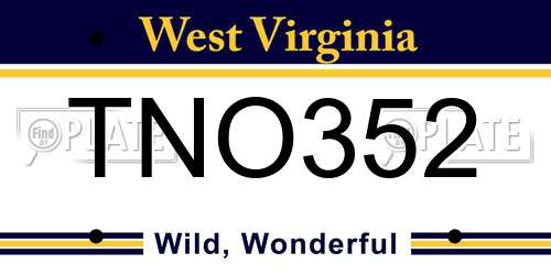 TNO352 West Virginia License Plate