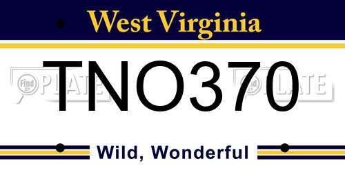 TNO370 West Virginia License Plate