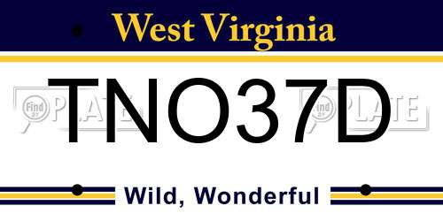 TNO37D West Virginia License Plate