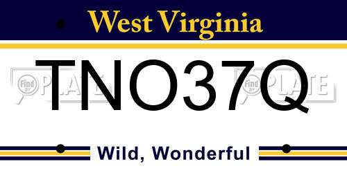 TNO37Q West Virginia License Plate