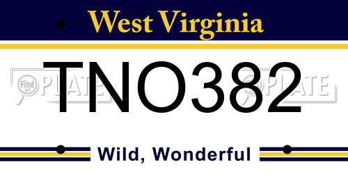 TNO382 West Virginia License Plate