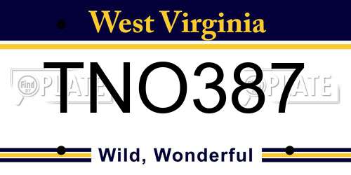 TNO387 West Virginia License Plate