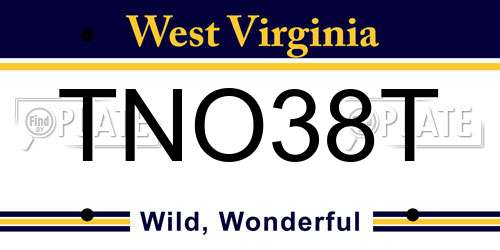 TNO38T West Virginia License Plate