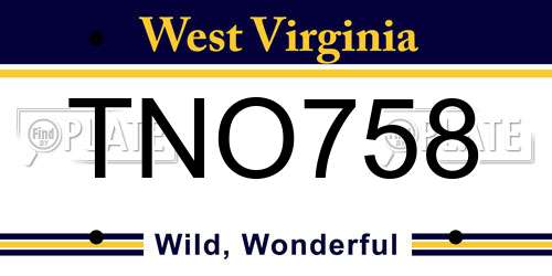 TNO758 West Virginia License Plate