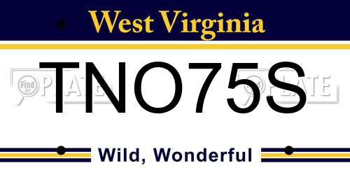 TNO75S West Virginia License Plate