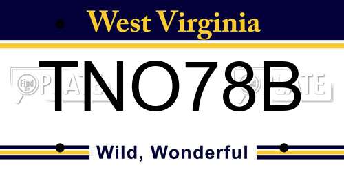TNO78B West Virginia License Plate