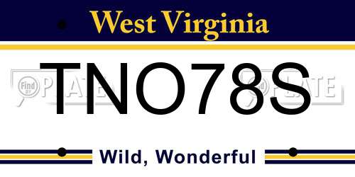 TNO78S West Virginia License Plate
