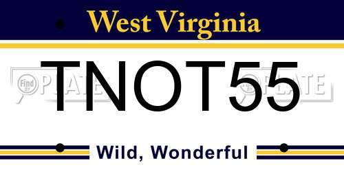 TNOT55 West Virginia License Plate