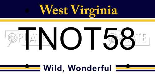TNOT58 West Virginia License Plate
