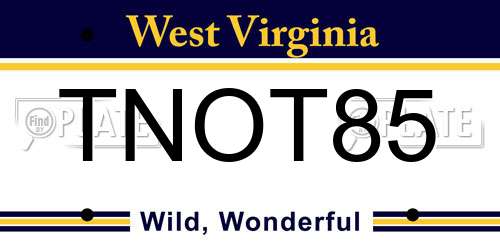 TNOT85 West Virginia License Plate
