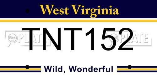 TNT152 West Virginia License Plate