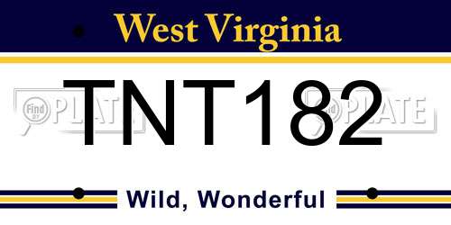TNT182 West Virginia License Plate