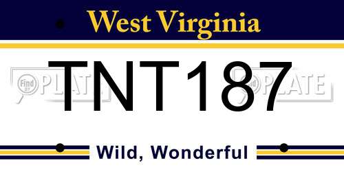 TNT187 West Virginia License Plate