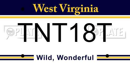 TNT18T West Virginia License Plate
