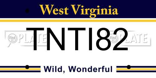 TNTI82 West Virginia License Plate