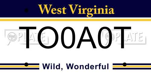 TO0A0T West Virginia License Plate