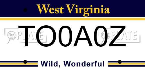TO0A0Z West Virginia License Plate