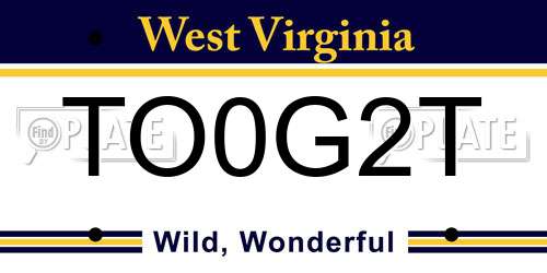 TO0G2T West Virginia License Plate