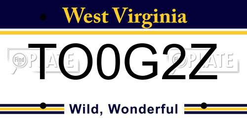 TO0G2Z West Virginia License Plate
