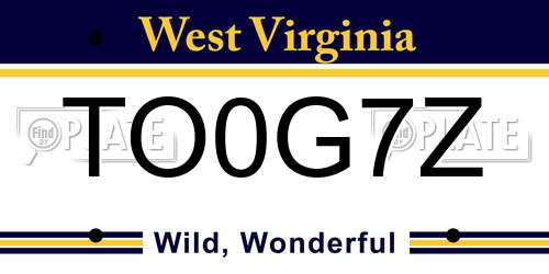 TO0G7Z West Virginia License Plate