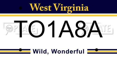 TO1A8A West Virginia License Plate