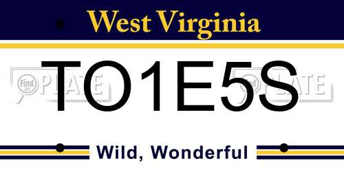 TO1E5S West Virginia License Plate