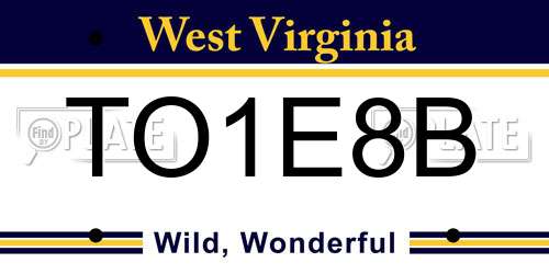 TO1E8B West Virginia License Plate