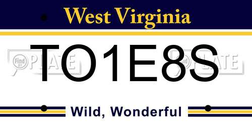 TO1E8S West Virginia License Plate