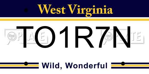 TO1R7N West Virginia License Plate