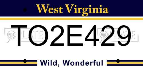 TO2E429 West Virginia License Plate