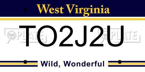 TO2J2U West Virginia License Plate