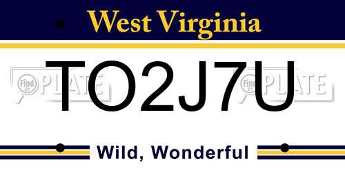 TO2J7U West Virginia License Plate