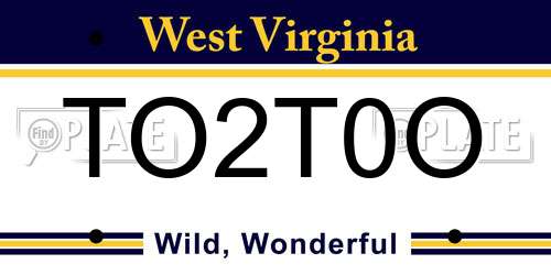 TO2T0O West Virginia License Plate