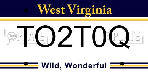 TO2T0Q West Virginia License Plate