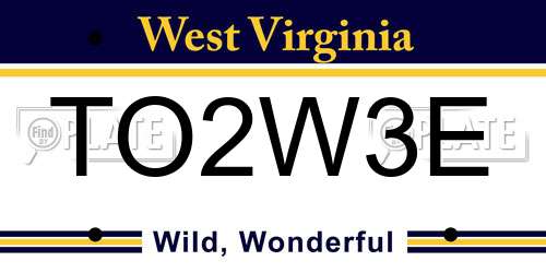 TO2W3E West Virginia License Plate