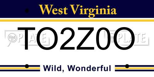 TO2Z0O West Virginia License Plate