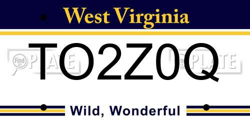 TO2Z0Q West Virginia License Plate
