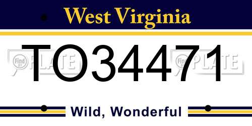 TO34471 West Virginia License Plate