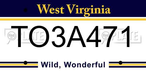 TO3A471 West Virginia License Plate