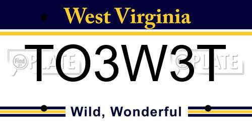 TO3W3T West Virginia License Plate