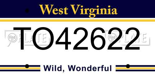 TO42622 West Virginia License Plate