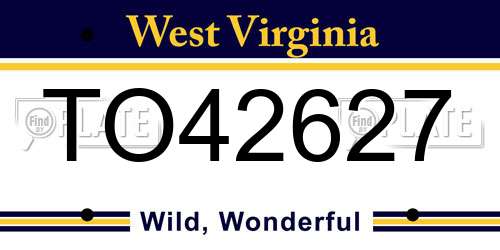 TO42627 West Virginia License Plate
