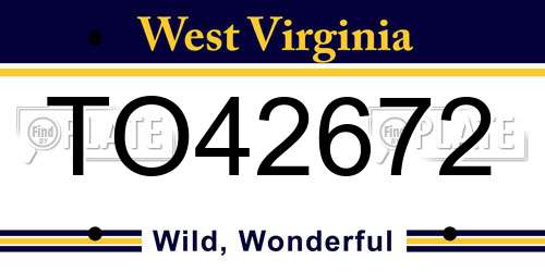 TO42672 West Virginia License Plate