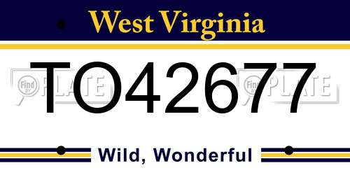 TO42677 West Virginia License Plate