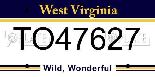 TO47627 West Virginia License Plate