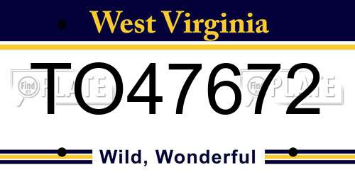 TO47672 West Virginia License Plate