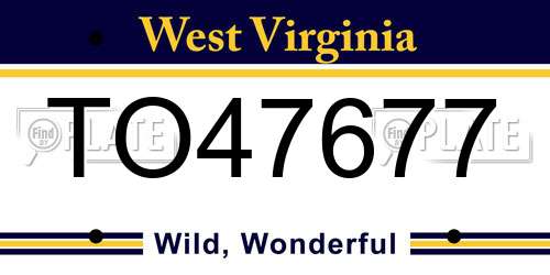 TO47677 West Virginia License Plate