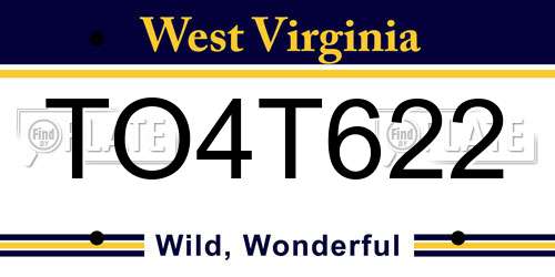 TO4T622 West Virginia License Plate