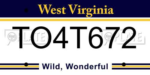 TO4T672 West Virginia License Plate